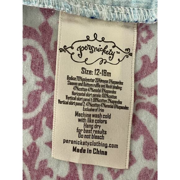 Persnickety Arabesque Bristol Dress Cream Red Blue Mixed Print Floral 12-18M - Picture 7 of 9